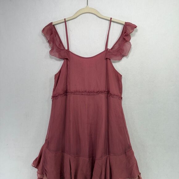 Moulinette Soeurs Dress Women 8 Pink Midi Fairy Coquette Ruffle Flowy Boho - Picture 5 of 15